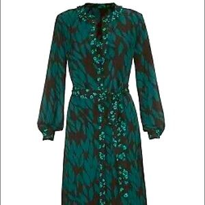 Cabi Long Button Down 2-piece Dress Black & Teal